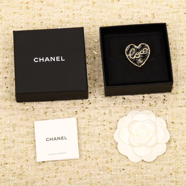 18K CC Black Heart Brooch - Image 4