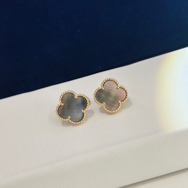 18K Vintage Alhambra Grey Earrings - 图片 2