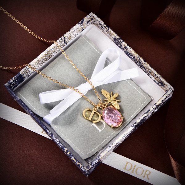 18K Petit CD Pink Crystal Necklace - 图片 2