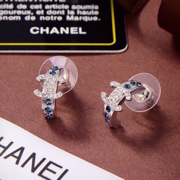 18K CC Blue Crystals Earrings