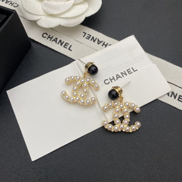 18K Pearl CC Pendant Earrings - 图片 2