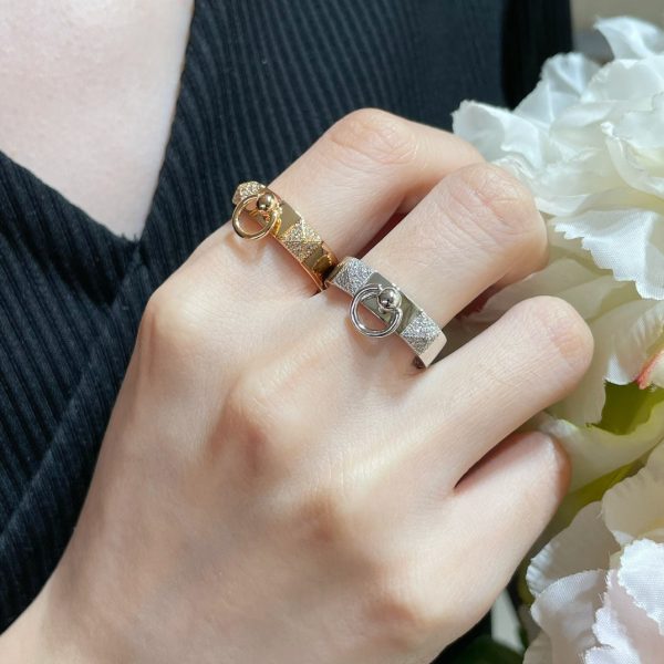 18K Collier De Chien Lock Diamonds H Ring - 图片 2