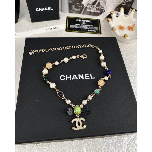 18K CC Crystal Bow Necklace - 图片 2