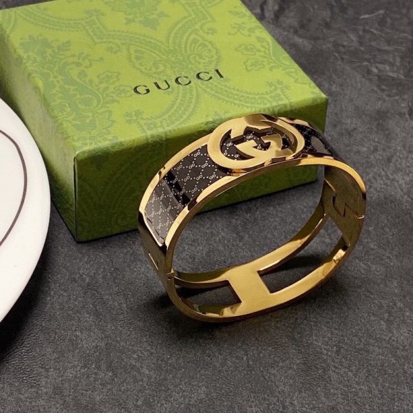 18K Double G Black Gold Cuff Bracelet - 图片 3