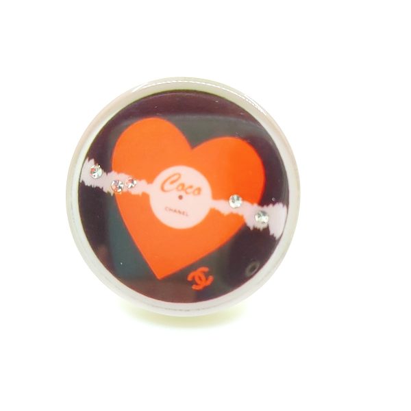 18K CC Red Heart Resin Brooch