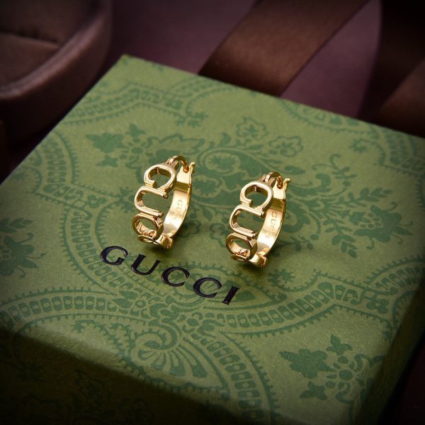 18K Double G Script Earrings - 图片 3