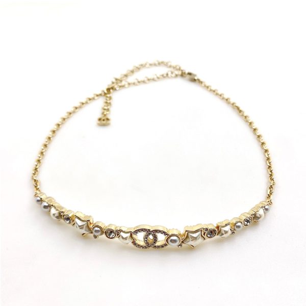 18K CC White Pearl Crystals Necklace