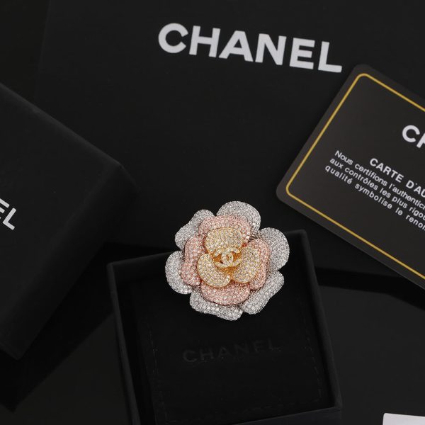 18K CC Camellia Pink Diamonds Brooch - Image 2