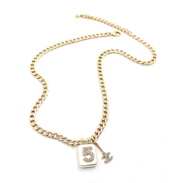 18K CC No.5 Perfume Pendant Chain Necklace