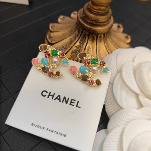 18K CC Multi-Color Crystals Earrings - 图片 3