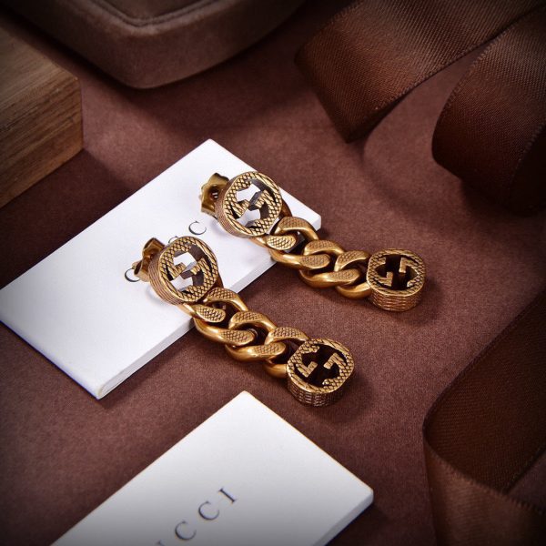 18K Double G Chain Earrings - 图片 3