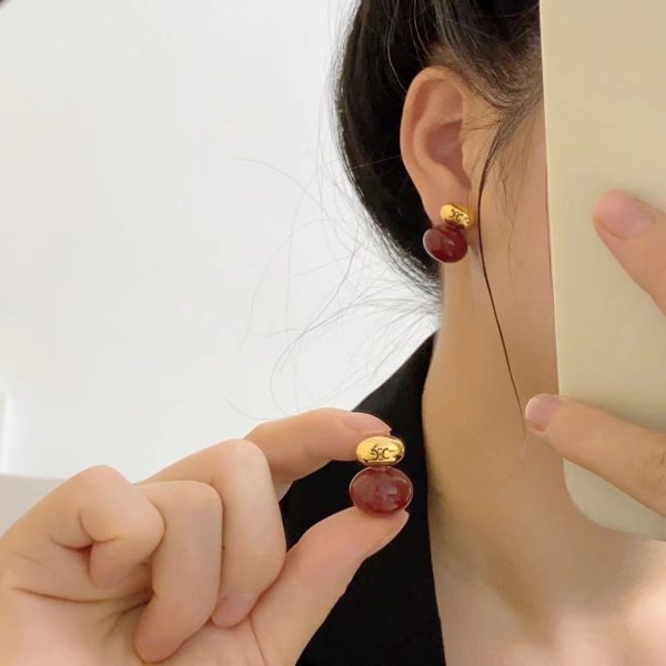 18K Triomphe Red Earrings - 图片 2