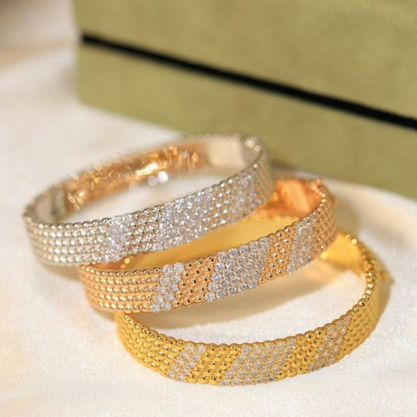 18K Perlée 5 Rows Diamond Bracelet - 图片 12