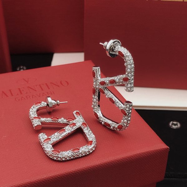 18K Vlogo Red Crystal Earrings - 图片 2