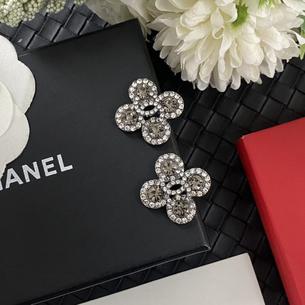 18K CC Flower Crystals Earrings - 图片 6