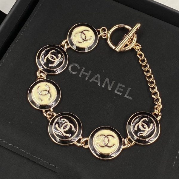 18K CC Black & White Resin Chain Bracelet