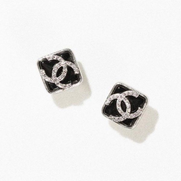 18K CC Square Earrings