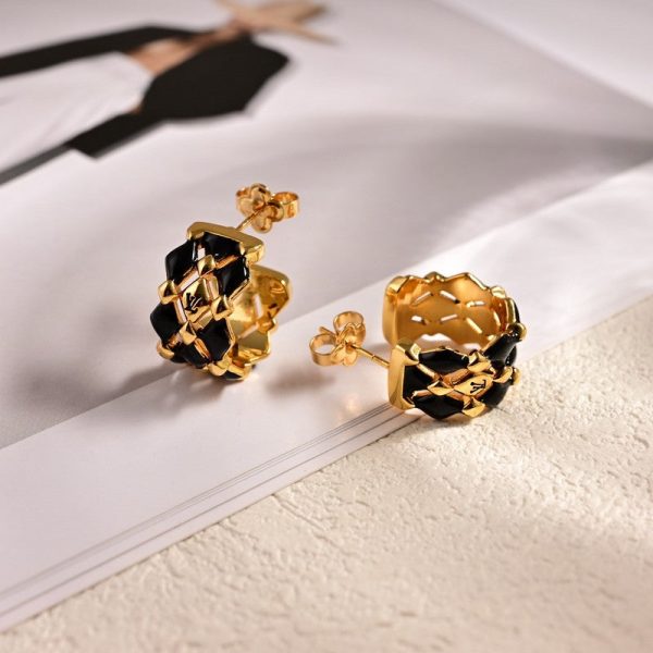 18K Louis Leather Earrings - 图片 2