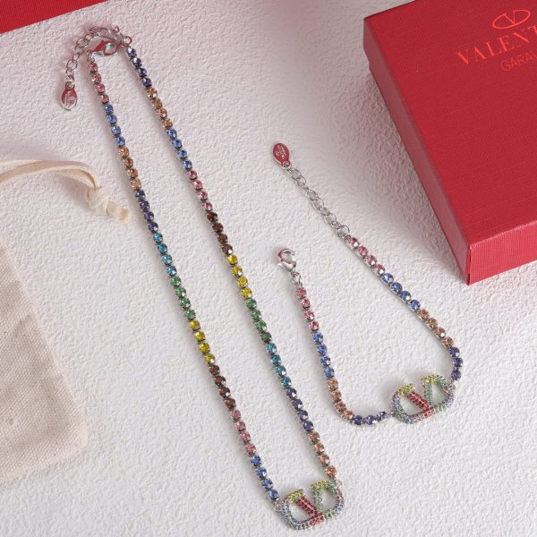 18K Vlogo Multi-Color Crystals Necklace - Image 5