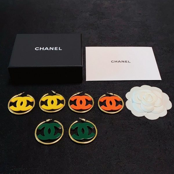 18K CC Color Logo Earrings - 图片 6