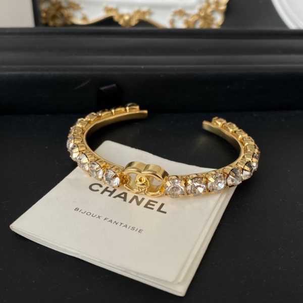 18K CC Crystal Open Cuff Bracelet - Image 2