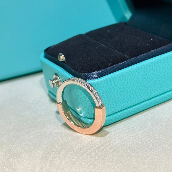 18K T Lock Diamond Rose Gold Ring - 图片 6