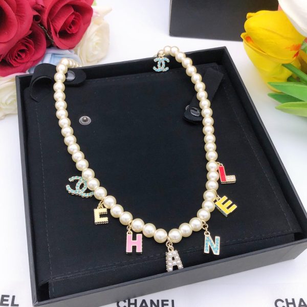 18K CC Script Pearls Necklace - 图片 2