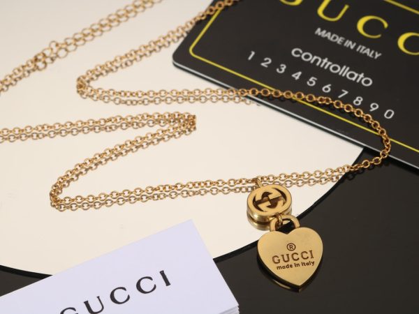 18K Double G Heart Pendant Necklace - 图片 2