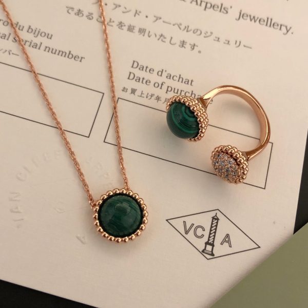 18K Perlée couleurs Malachite Necklace - 图片 7