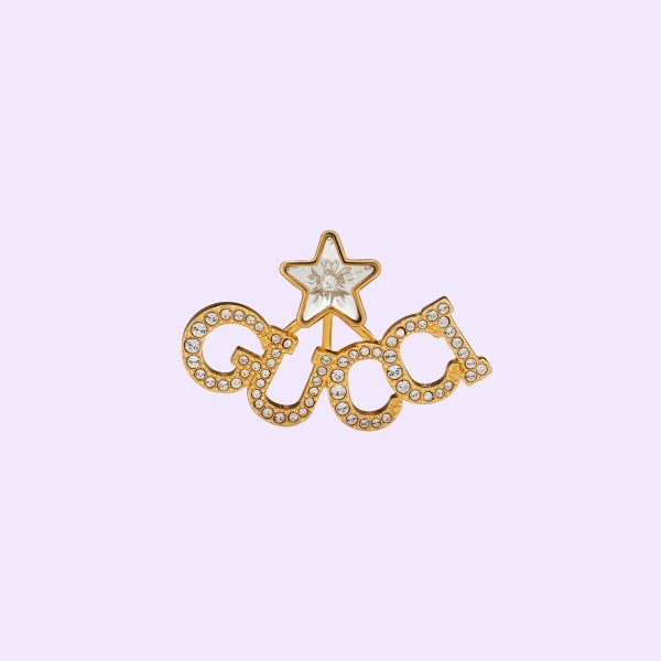 18K Double G Script Star Earrings