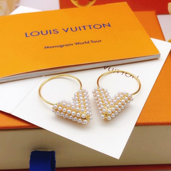 18K Louis Essential V Perle Hoop Earrings - 图片 2