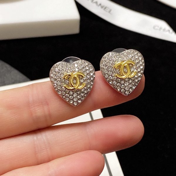 18K CC Heart Diamonds Earrings - 图片 3