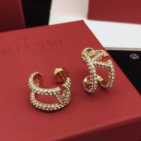 18K Vlogo Diamonds Open Earrings - 图片 3