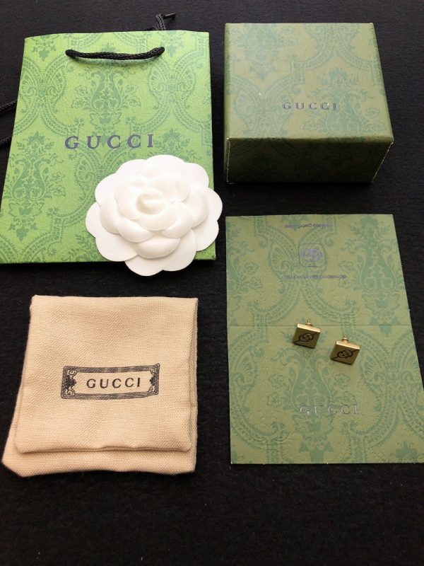 18K Double G Cube Earrings - 图片 2