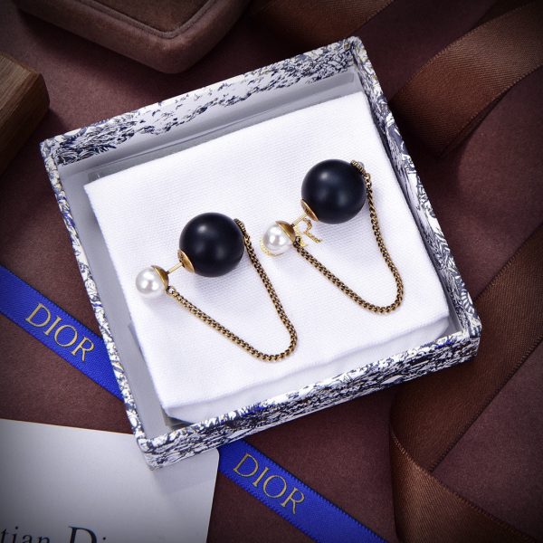 18K CD Tribales Black Resin Pearl Earrings - 图片 4