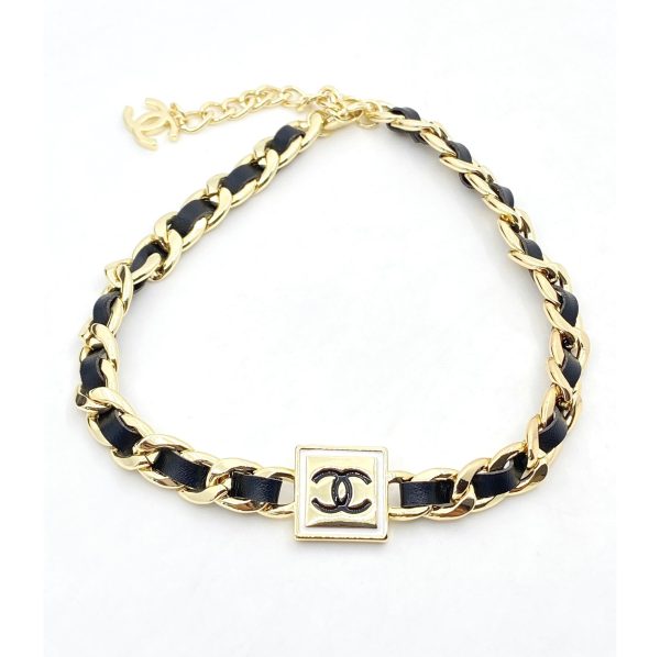18K CC Leather Necklace
