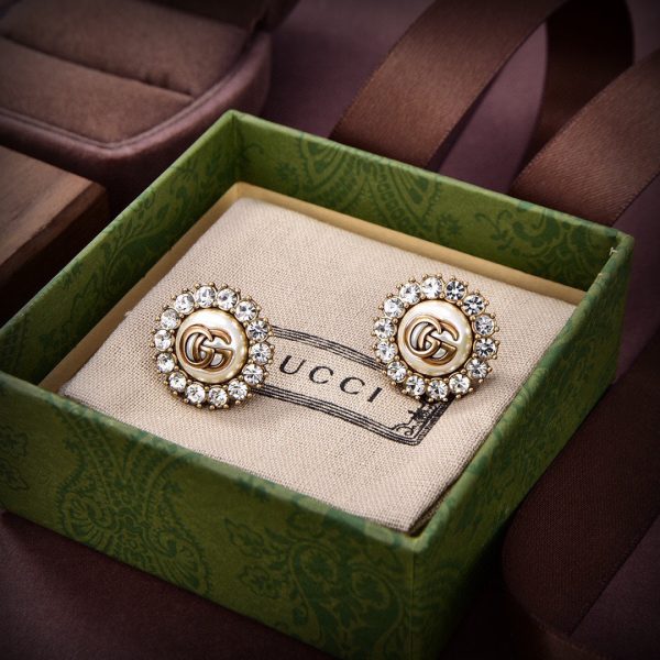 18K Double G Flower Crystals Earrings - 图片 3