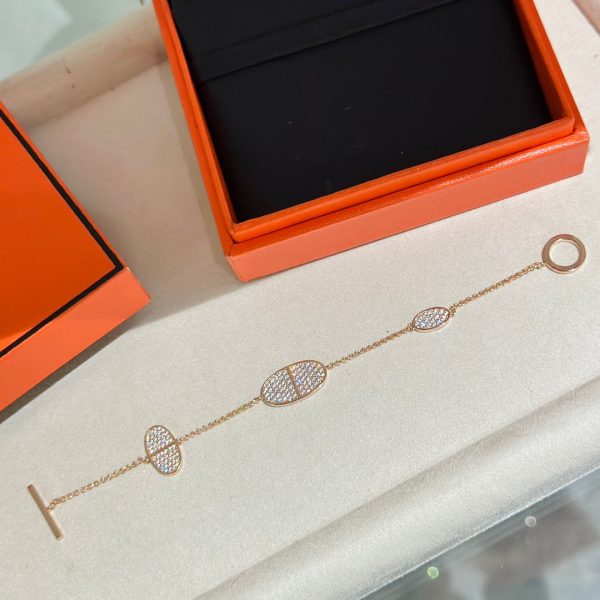 18K Chaine D'Ancre Verso Diamond H Bracelet - 图片 5