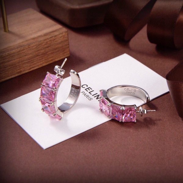 18K CE Pink Crystal Earrings - 图片 2