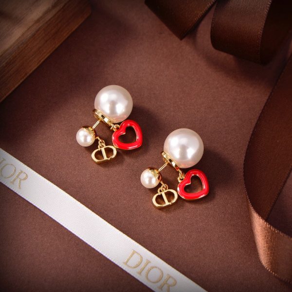 18K CD Heart Valentine Earrings - 图片 7