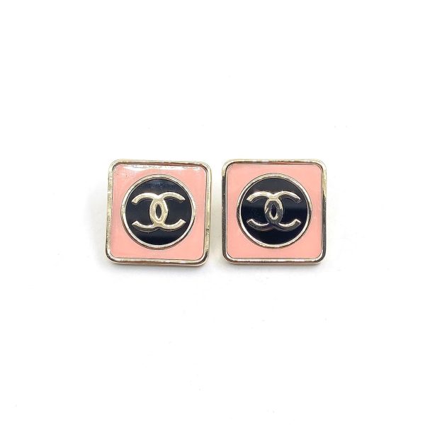 18K CC Square Pink Earrings