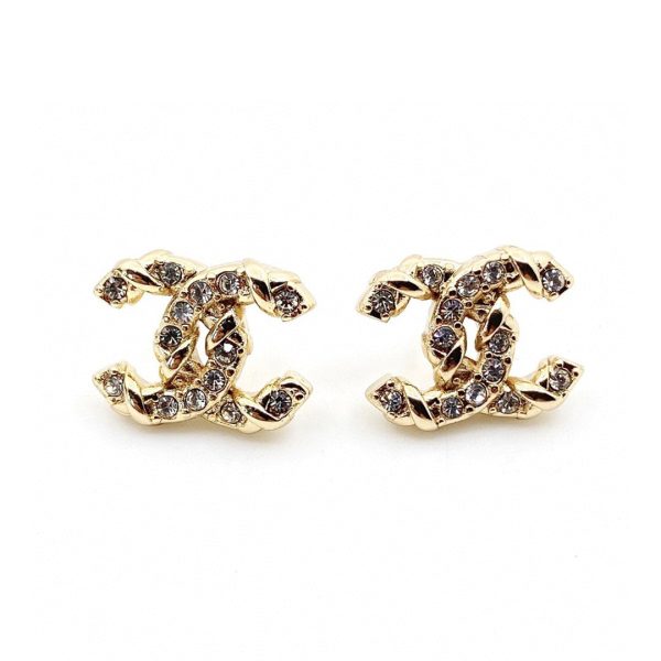 18K CC Full Crystals Earrings