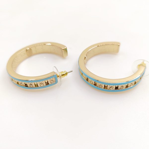 18K CC Blue Resin Earrings