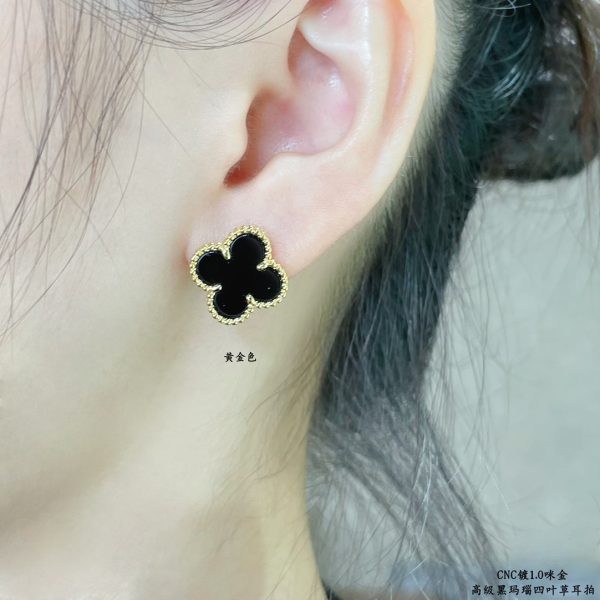 18K Vintage Alhambra Black Earrings - 图片 5