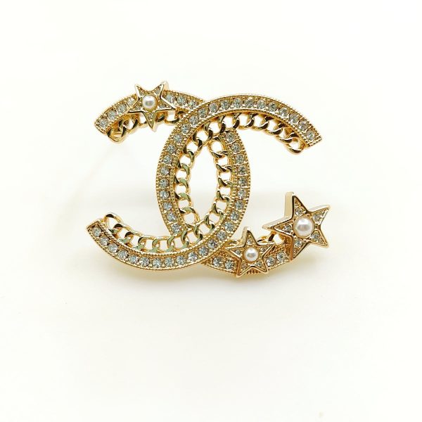 18K CC Star Crtystal Brooch