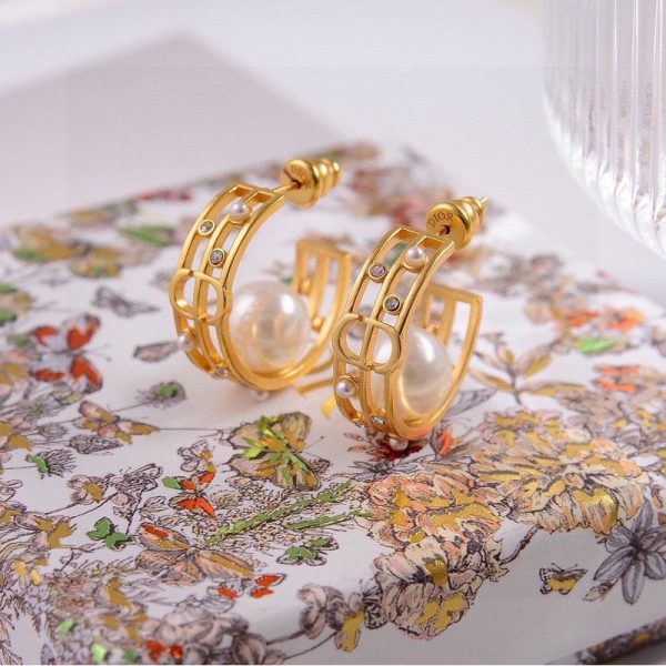 18K CD D-Backstage Pearl Earrings - 图片 2