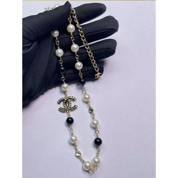 18K CC Black & White Pearls Necklace - Image 3