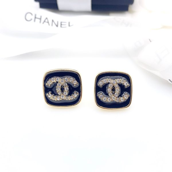18K CC Square Resin Diamond Earrings