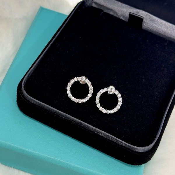 18K T Circle Diamonds Earrings - 图片 3