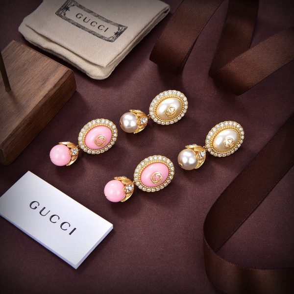 18K Double G Pink Pearls Earrings - 图片 5